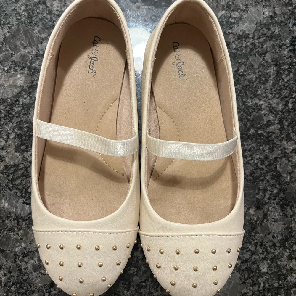 Cat & Jack Cream Studded Flats